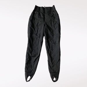 BLACK bear ski pants stirrups mesh nylon insulated rib high waist elastic black
